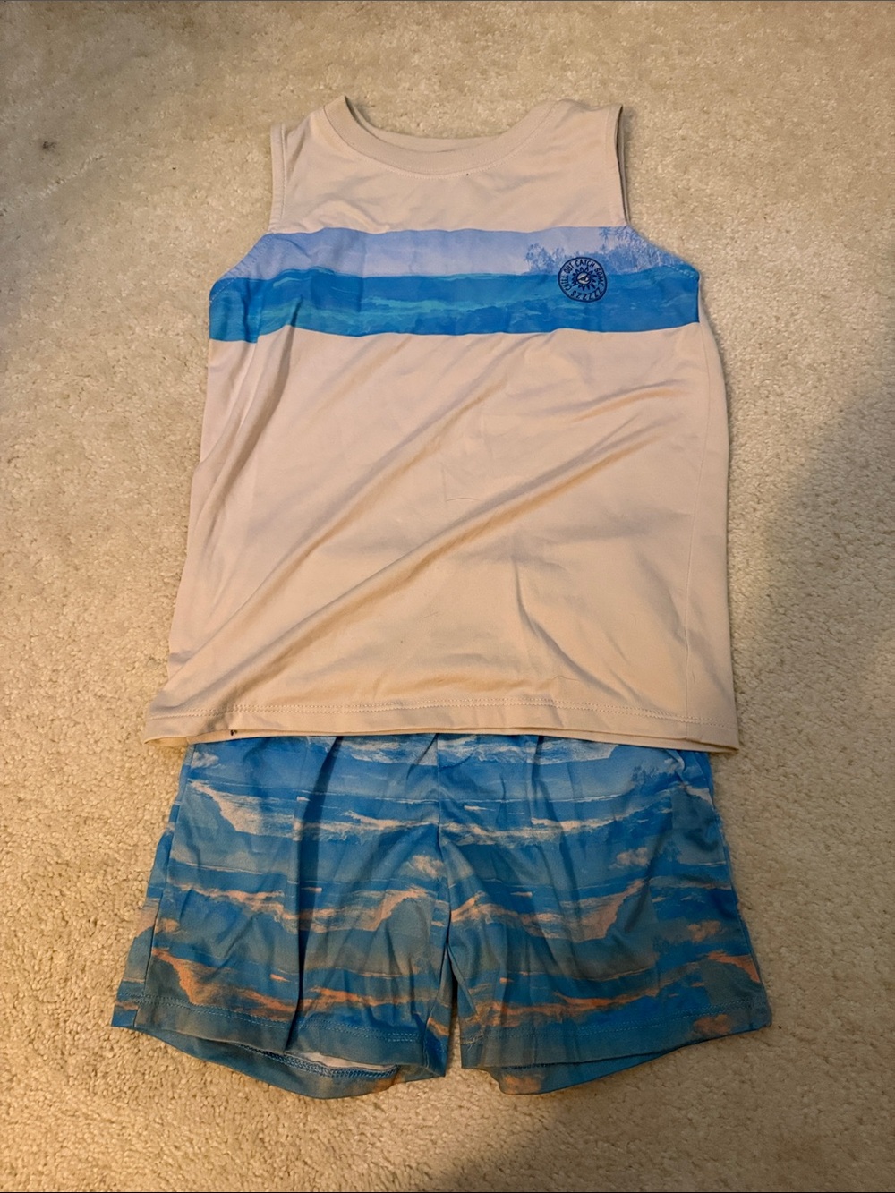 Cat & Jack White and Blue Kids Pajama Set - Tank Top & Shorts